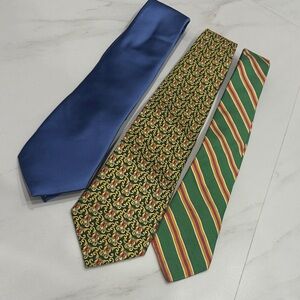 Elegant Men's Vintage Tie Set 100% Silk- Blue, Gold, Green
